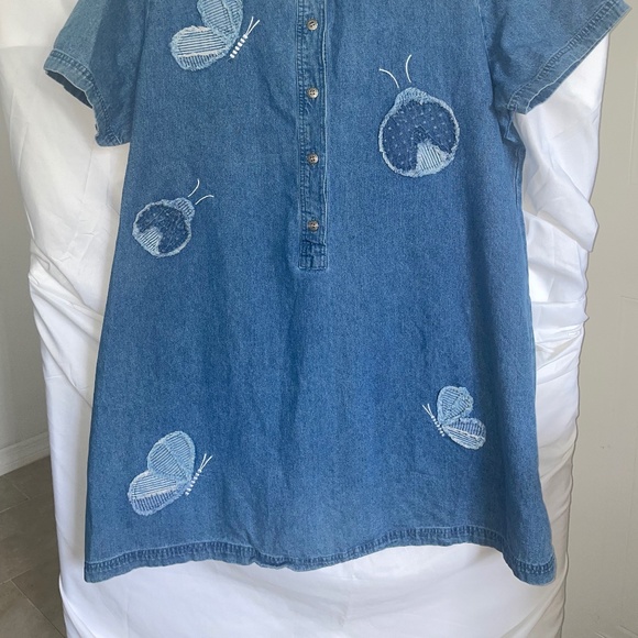 Bleu Bayou 90'sVintage Women’s Denim Dress Lady Bug Butterfly Patch - Picture 3 of 11